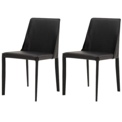 Scandinavian Style Metal Dining Chairs Solid Back Armless Chair for Home Black Set of 2 Clearhalo ' kitchen&dining_furn' 'Dining Chairs' 'Dining Tables & Seating' 'dining_chair' 'Furniture' 'furniture_dining_chair' 'Kitchen & Dining Furniture' 'kitchen' 3453006