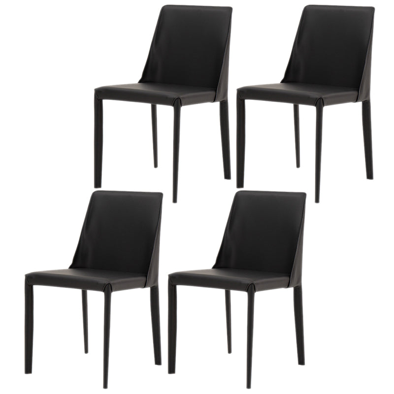 Scandinavian Style Metal Dining Chairs Solid Back Armless Chair for Home Black Set of 4 Clearhalo ' kitchen&dining_furn' 'Dining Chairs' 'Dining Tables & Seating' 'dining_chair' 'Furniture' 'furniture_dining_chair' 'Kitchen & Dining Furniture' 'kitchen' 3453007