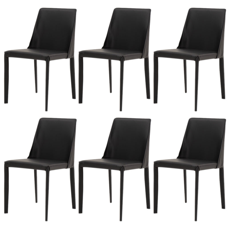 Scandinavian Style Metal Dining Chairs Solid Back Armless Chair for Home Black Set of 6 Clearhalo ' kitchen&dining_furn' 'Dining Chairs' 'Dining Tables & Seating' 'dining_chair' 'Furniture' 'furniture_dining_chair' 'Kitchen & Dining Furniture' 'kitchen' 3453010