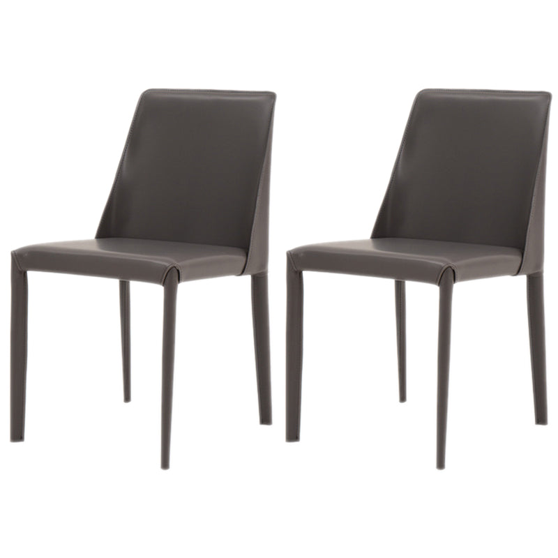 Scandinavian Style Metal Dining Chairs Solid Back Armless Chair for Home Grey Set of 2 Clearhalo ' kitchen&dining_furn' 'Dining Chairs' 'Dining Tables & Seating' 'dining_chair' 'Furniture' 'furniture_dining_chair' 'Kitchen & Dining Furniture' 'kitchen' 3453011
