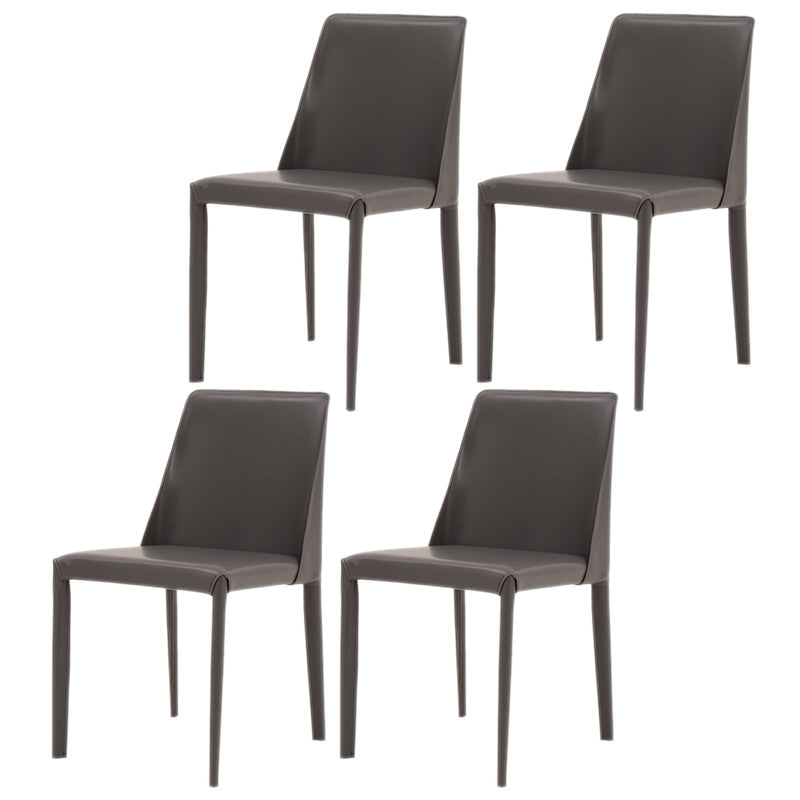 Scandinavian Style Metal Dining Chairs Solid Back Armless Chair for Home Grey Set of 4 Clearhalo ' kitchen&dining_furn' 'Dining Chairs' 'Dining Tables & Seating' 'dining_chair' 'Furniture' 'furniture_dining_chair' 'Kitchen & Dining Furniture' 'kitchen' 3453013