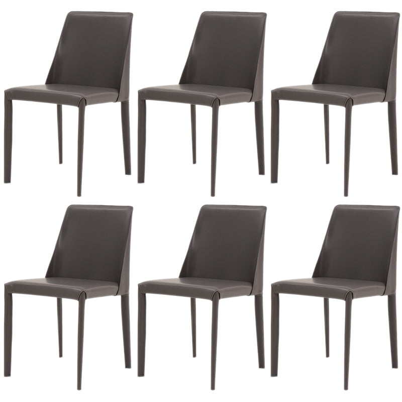 Scandinavian Style Metal Dining Chairs Solid Back Armless Chair for Home Grey Set of 6 Clearhalo ' kitchen&dining_furn' 'Dining Chairs' 'Dining Tables & Seating' 'dining_chair' 'Furniture' 'furniture_dining_chair' 'Kitchen & Dining Furniture' 'kitchen' 3453016