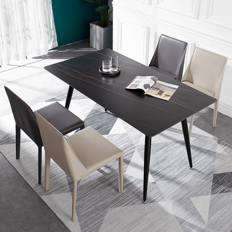 Scandinavian Style Metal Dining Chairs Solid Back Armless Chair for Home Clearhalo ' kitchen&dining_furn' 'Dining Chairs' 'Dining Tables & Seating' 'dining_chair' 'Furniture' 'furniture_dining_chair' 'Kitchen & Dining Furniture' 'kitchen' 3453017