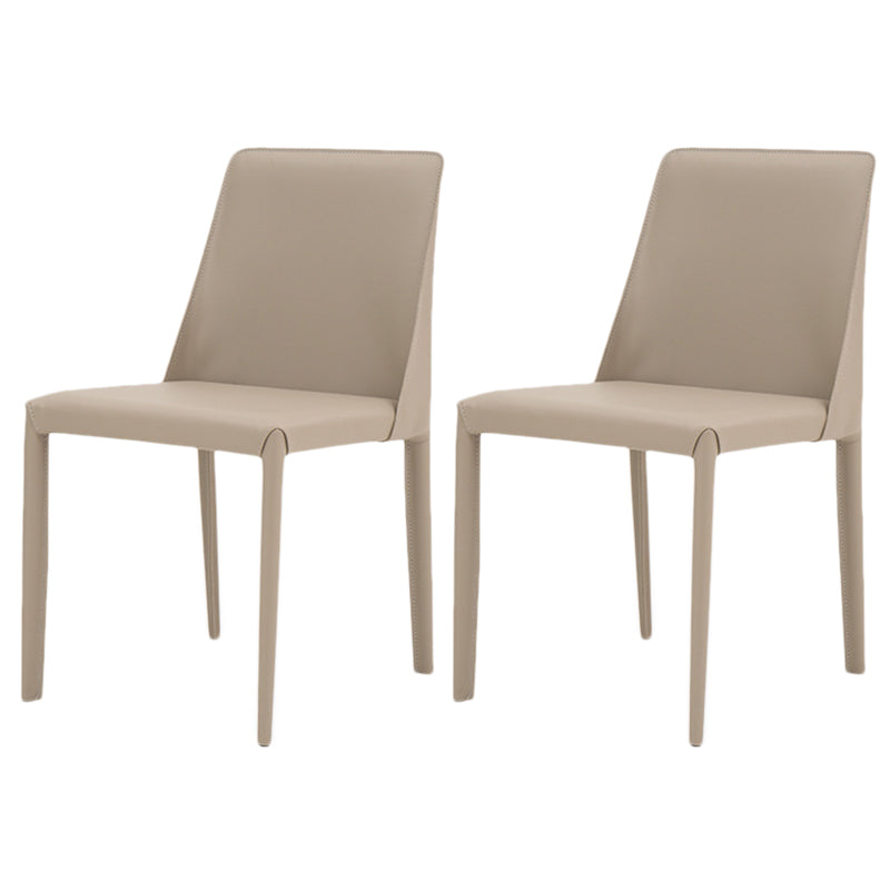 Scandinavian Style Metal Dining Chairs Solid Back Armless Chair for Home Off-White Set of 2 Clearhalo ' kitchen&dining_furn' 'Dining Chairs' 'Dining Tables & Seating' 'dining_chair' 'Furniture' 'furniture_dining_chair' 'Kitchen & Dining Furniture' 'kitchen' 3453018