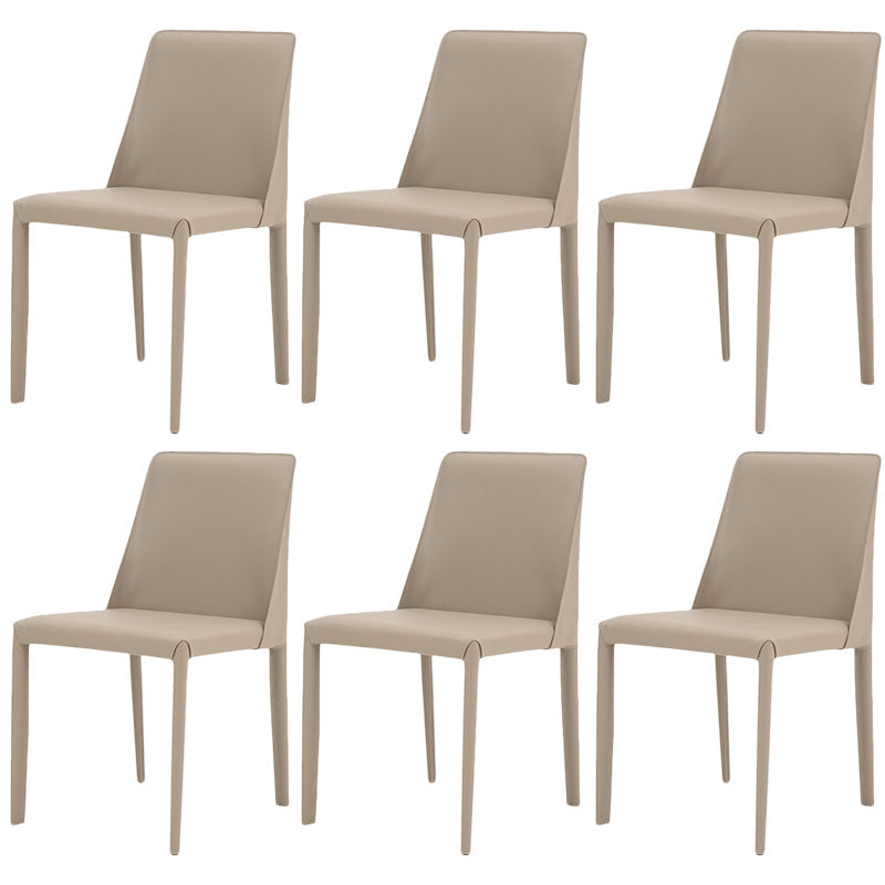 Scandinavian Style Metal Dining Chairs Solid Back Armless Chair for Home Off-White Set of 6 Clearhalo ' kitchen&dining_furn' 'Dining Chairs' 'Dining Tables & Seating' 'dining_chair' 'Furniture' 'furniture_dining_chair' 'Kitchen & Dining Furniture' 'kitchen' 3453020