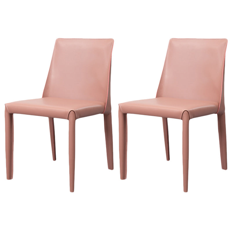 Scandinavian Style Metal Dining Chairs Solid Back Armless Chair for Home Pink Set of 2 Clearhalo ' kitchen&dining_furn' 'Dining Chairs' 'Dining Tables & Seating' 'dining_chair' 'Furniture' 'furniture_dining_chair' 'Kitchen & Dining Furniture' 'kitchen' 3453021