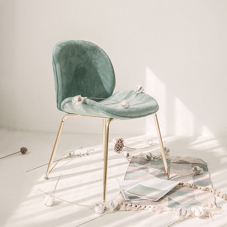 Scandinavian Style Metal Chairs Home Solid Back Armless Chairs for Kitchen Turquoise 1 Piece Clearhalo ' kitchen&dining_furn' 'Dining Chairs' 'Dining Tables & Seating' 'dining_chair' 'Furniture' 'furniture_dining_chair' 'Kitchen & Dining Furniture' 'kitchen' 3453024