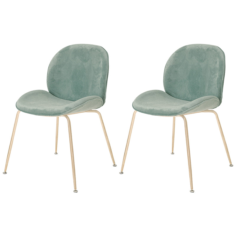 Scandinavian Style Metal Chairs Home Solid Back Armless Chairs for Kitchen Turquoise Set of 2 Clearhalo ' kitchen&dining_furn' 'Dining Chairs' 'Dining Tables & Seating' 'dining_chair' 'Furniture' 'furniture_dining_chair' 'Kitchen & Dining Furniture' 'kitchen' 3453035