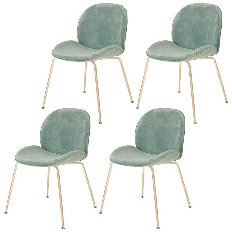 Scandinavian Style Metal Chairs Home Solid Back Armless Chairs for Kitchen Turquoise Set of 4 Clearhalo ' kitchen&dining_furn' 'Dining Chairs' 'Dining Tables & Seating' 'dining_chair' 'Furniture' 'furniture_dining_chair' 'Kitchen & Dining Furniture' 'kitchen' 3453036