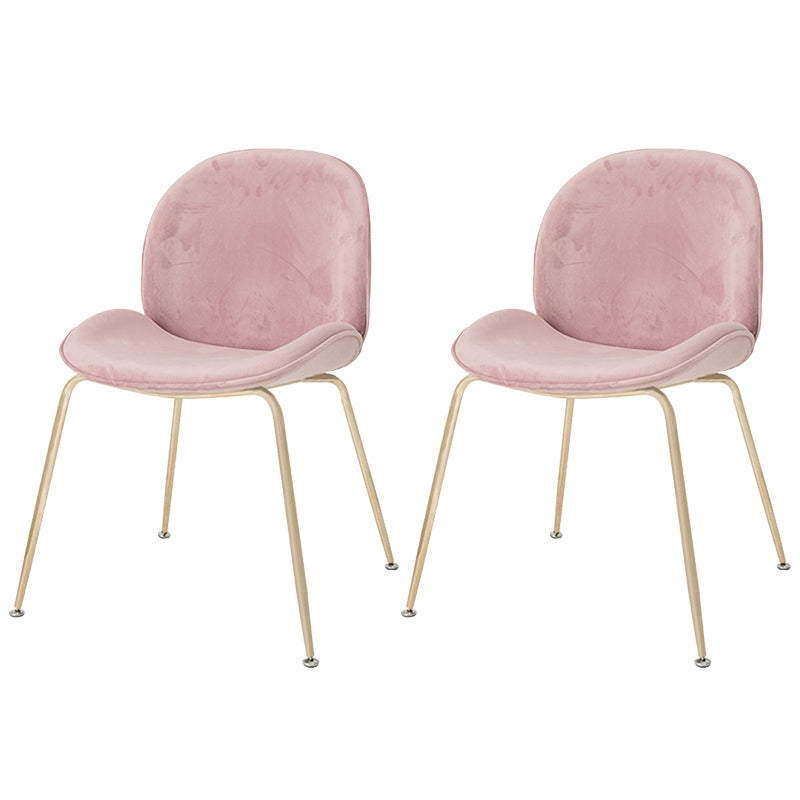 Scandinavian Style Metal Chairs Home Solid Back Armless Chairs for Kitchen Nude Pink Set of 2 Clearhalo ' kitchen&dining_furn' 'Dining Chairs' 'Dining Tables & Seating' 'dining_chair' 'Furniture' 'furniture_dining_chair' 'Kitchen & Dining Furniture' 'kitchen' 3453039