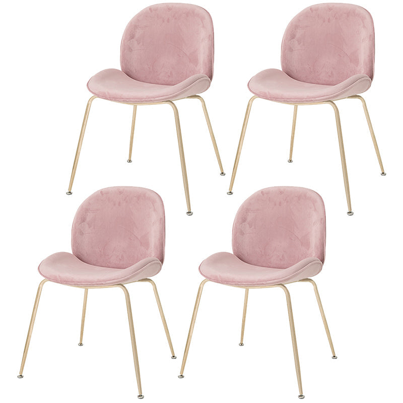Scandinavian Style Metal Chairs Home Solid Back Armless Chairs for Kitchen Nude Pink Set of 4 Clearhalo ' kitchen&dining_furn' 'Dining Chairs' 'Dining Tables & Seating' 'dining_chair' 'Furniture' 'furniture_dining_chair' 'Kitchen & Dining Furniture' 'kitchen' 3453040