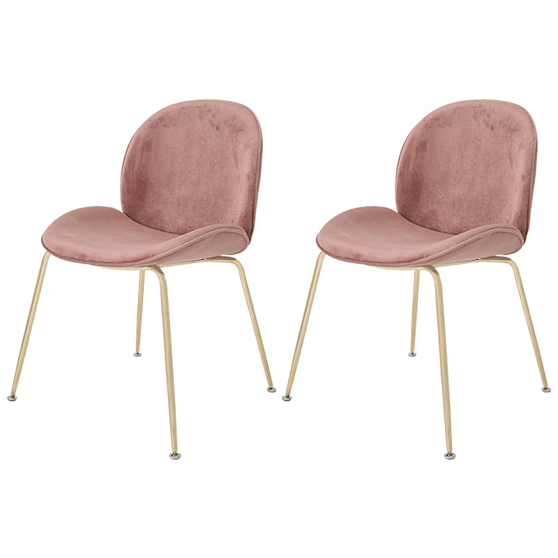 Scandinavian Style Metal Chairs Home Solid Back Armless Chairs for Kitchen Pink Set of 2 Clearhalo ' kitchen&dining_furn' 'Dining Chairs' 'Dining Tables & Seating' 'dining_chair' 'Furniture' 'furniture_dining_chair' 'Kitchen & Dining Furniture' 'kitchen' 3453043