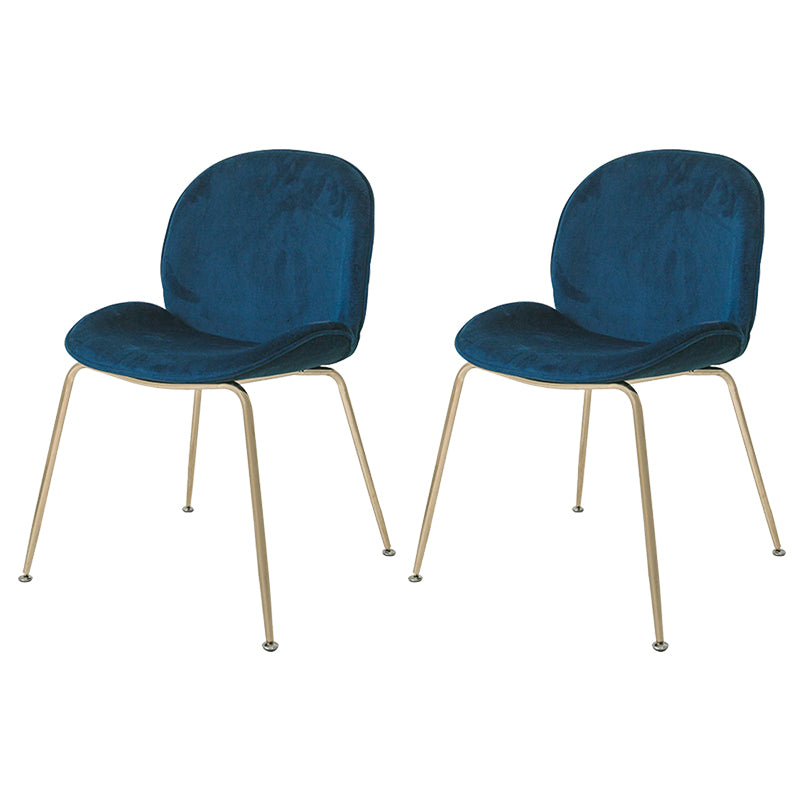 Scandinavian Style Metal Chairs Home Solid Back Armless Chairs for Kitchen Blue Set of 2 Clearhalo ' kitchen&dining_furn' 'Dining Chairs' 'Dining Tables & Seating' 'dining_chair' 'Furniture' 'furniture_dining_chair' 'Kitchen & Dining Furniture' 'kitchen' 3453047