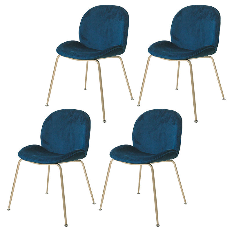 Scandinavian Style Metal Chairs Home Solid Back Armless Chairs for Kitchen Blue Set of 4 Clearhalo ' kitchen&dining_furn' 'Dining Chairs' 'Dining Tables & Seating' 'dining_chair' 'Furniture' 'furniture_dining_chair' 'Kitchen & Dining Furniture' 'kitchen' 3453049