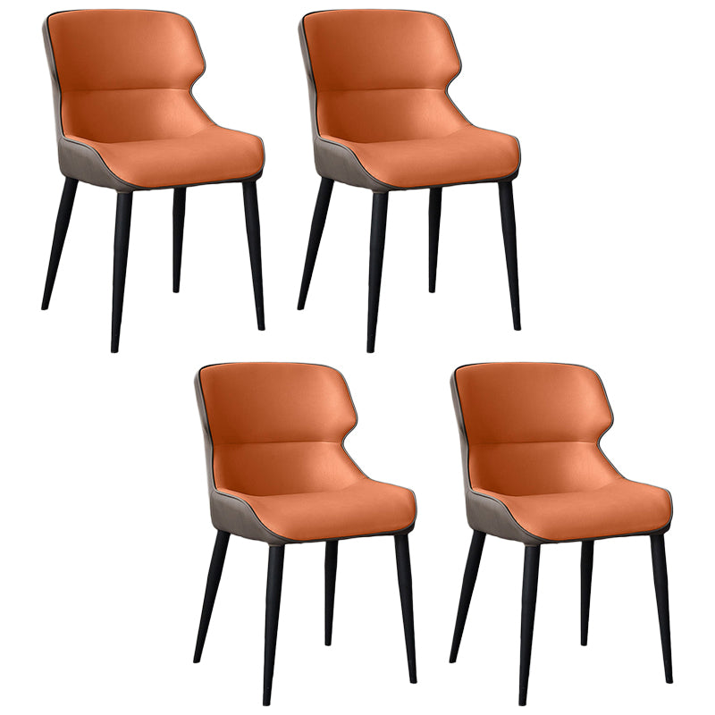 Metal Scandinavian Style Dining Chair Home Wingback Side Armless Chair Orange Set of 4 Clearhalo ' kitchen&dining_furn' 'Dining Chairs' 'Dining Tables & Seating' 'dining_chair' 'Furniture' 'furniture_dining_chair' 'Kitchen & Dining Furniture' 'kitchen' 3453057