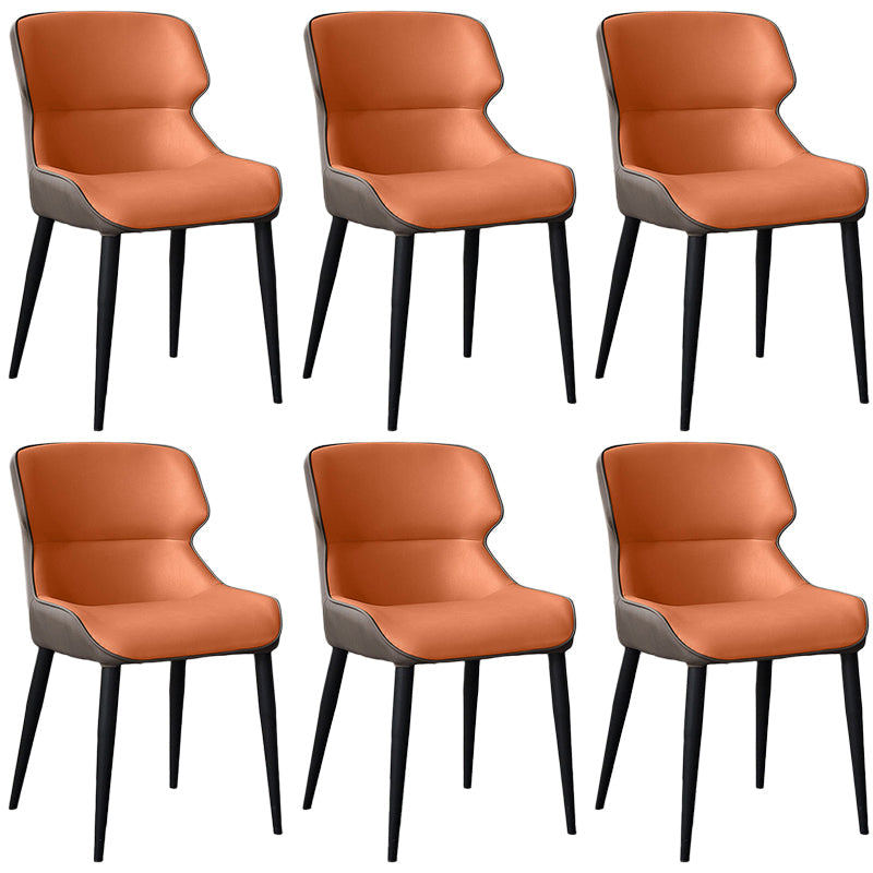 Metal Scandinavian Style Dining Chair Home Wingback Side Armless Chair Orange Set of 6 Clearhalo ' kitchen&dining_furn' 'Dining Chairs' 'Dining Tables & Seating' 'dining_chair' 'Furniture' 'furniture_dining_chair' 'Kitchen & Dining Furniture' 'kitchen' 3453059