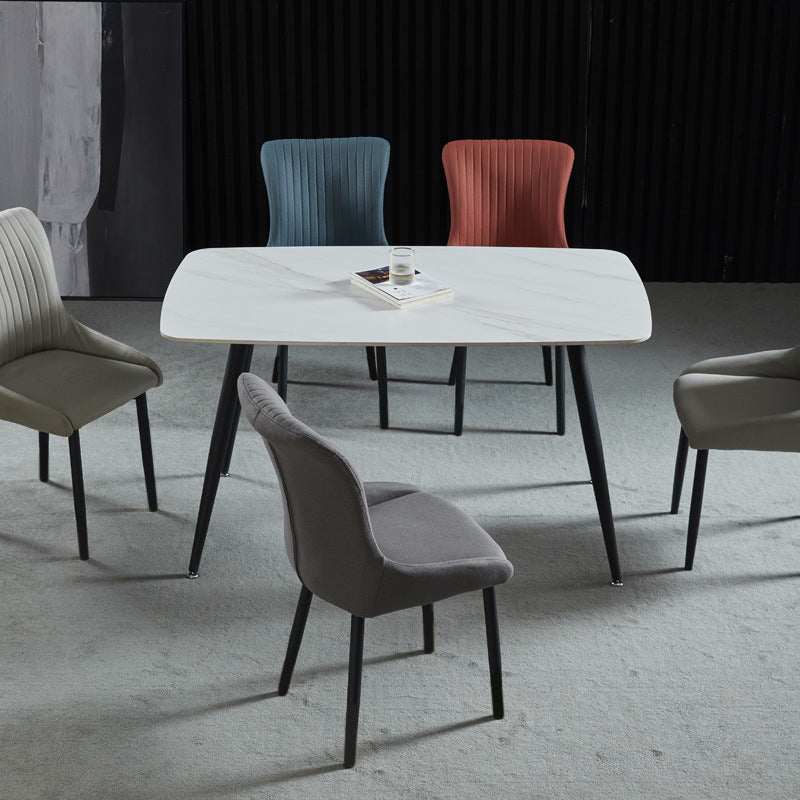 Modern Side Chair Leather Solid Back Armless Dining Chairs with Metal Legs Clearhalo ' kitchen&dining_furn' 'Dining Chairs' 'Dining Tables & Seating' 'dining_chair' 'Furniture' 'furniture_dining_chair' 'Kitchen & Dining Furniture' 'kitchen' 3453081