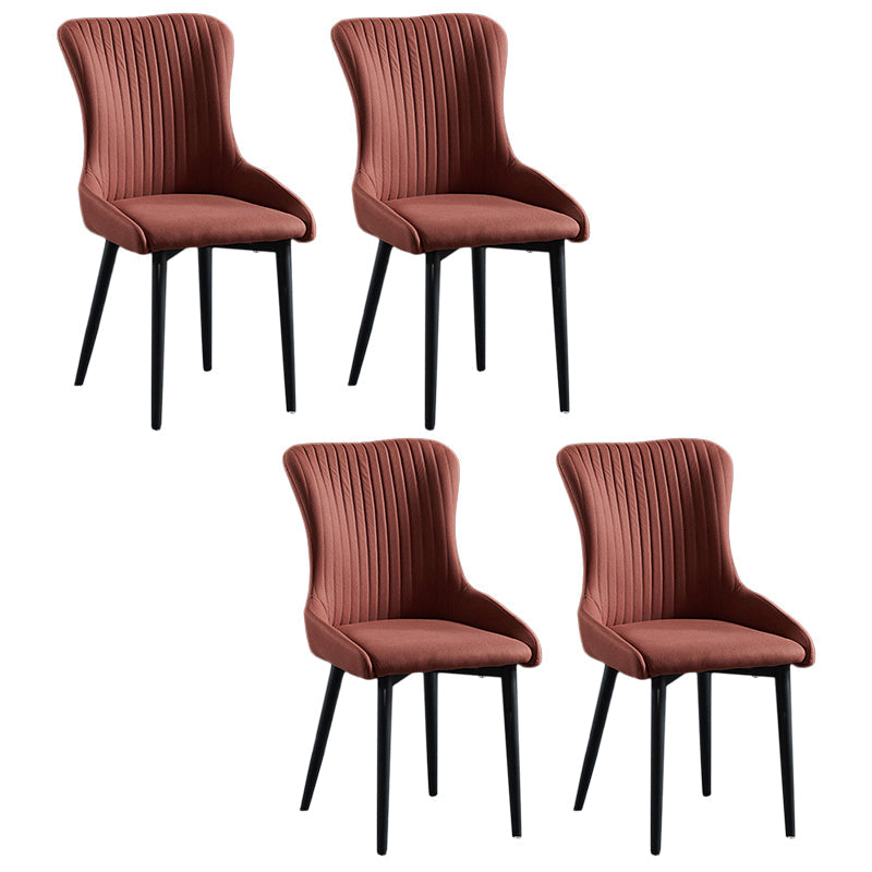 Modern Side Chair Leather Solid Back Armless Dining Chairs with Metal Legs Red Set of 4 Clearhalo ' kitchen&dining_furn' 'Dining Chairs' 'Dining Tables & Seating' 'dining_chair' 'Furniture' 'furniture_dining_chair' 'Kitchen & Dining Furniture' 'kitchen' 3453082