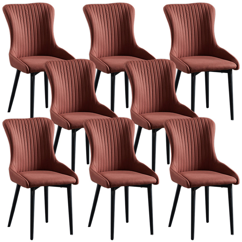 Modern Side Chair Leather Solid Back Armless Dining Chairs with Metal Legs Red Set of 8 Clearhalo ' kitchen&dining_furn' 'Dining Chairs' 'Dining Tables & Seating' 'dining_chair' 'Furniture' 'furniture_dining_chair' 'Kitchen & Dining Furniture' 'kitchen' 3453084
