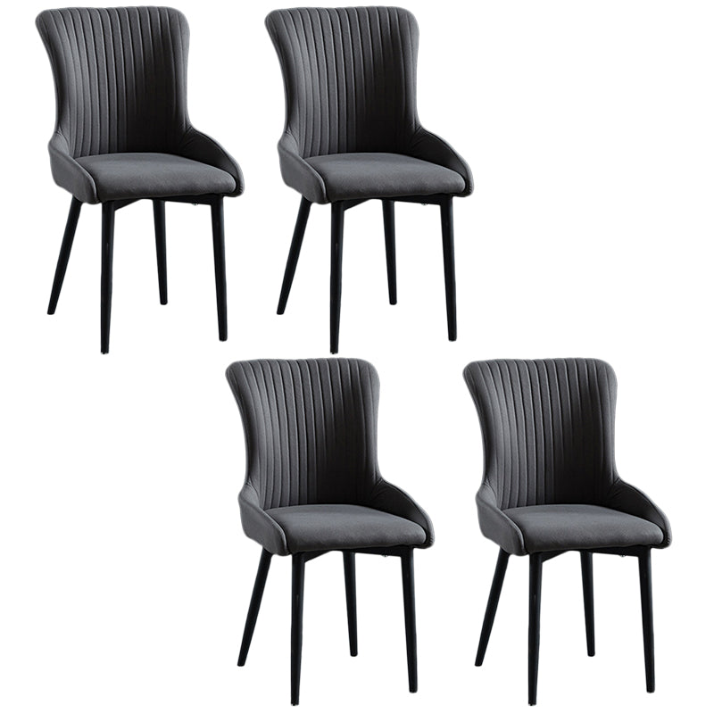 Modern Side Chair Leather Solid Back Armless Dining Chairs with Metal Legs Dark Gray Set of 4 Clearhalo ' kitchen&dining_furn' 'Dining Chairs' 'Dining Tables & Seating' 'dining_chair' 'Furniture' 'furniture_dining_chair' 'Kitchen & Dining Furniture' 'kitchen' 3453085
