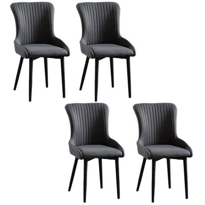 Modern Side Chair Leather Solid Back Armless Dining Chairs with Metal Legs Dark Gray Set of 4 Clearhalo ' kitchen&dining_furn' 'Dining Chairs' 'Dining Tables & Seating' 'dining_chair' 'Furniture' 'furniture_dining_chair' 'Kitchen & Dining Furniture' 'kitchen' 3453085
