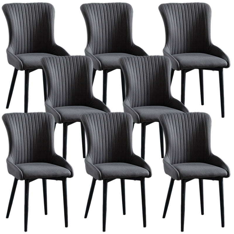 Modern Side Chair Leather Solid Back Armless Dining Chairs with Metal Legs Dark Gray Set of 8 Clearhalo ' kitchen&dining_furn' 'Dining Chairs' 'Dining Tables & Seating' 'dining_chair' 'Furniture' 'furniture_dining_chair' 'Kitchen & Dining Furniture' 'kitchen' 3453087