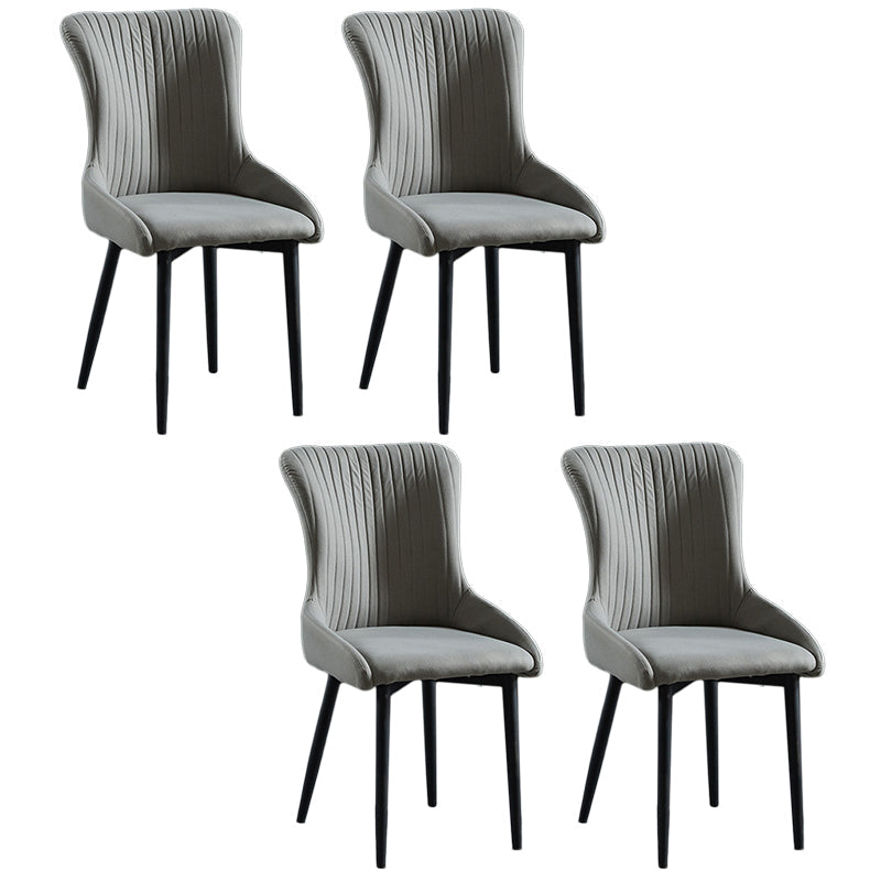 Modern Side Chair Leather Solid Back Armless Dining Chairs with Metal Legs Light Gray Set of 4 Clearhalo ' kitchen&dining_furn' 'Dining Chairs' 'Dining Tables & Seating' 'dining_chair' 'Furniture' 'furniture_dining_chair' 'Kitchen & Dining Furniture' 'kitchen' 3453089