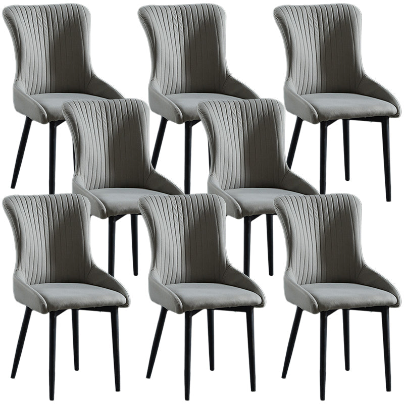 Modern Side Chair Leather Solid Back Armless Dining Chairs with Metal Legs Light Gray Set of 8 Clearhalo ' kitchen&dining_furn' 'Dining Chairs' 'Dining Tables & Seating' 'dining_chair' 'Furniture' 'furniture_dining_chair' 'Kitchen & Dining Furniture' 'kitchen' 3453091