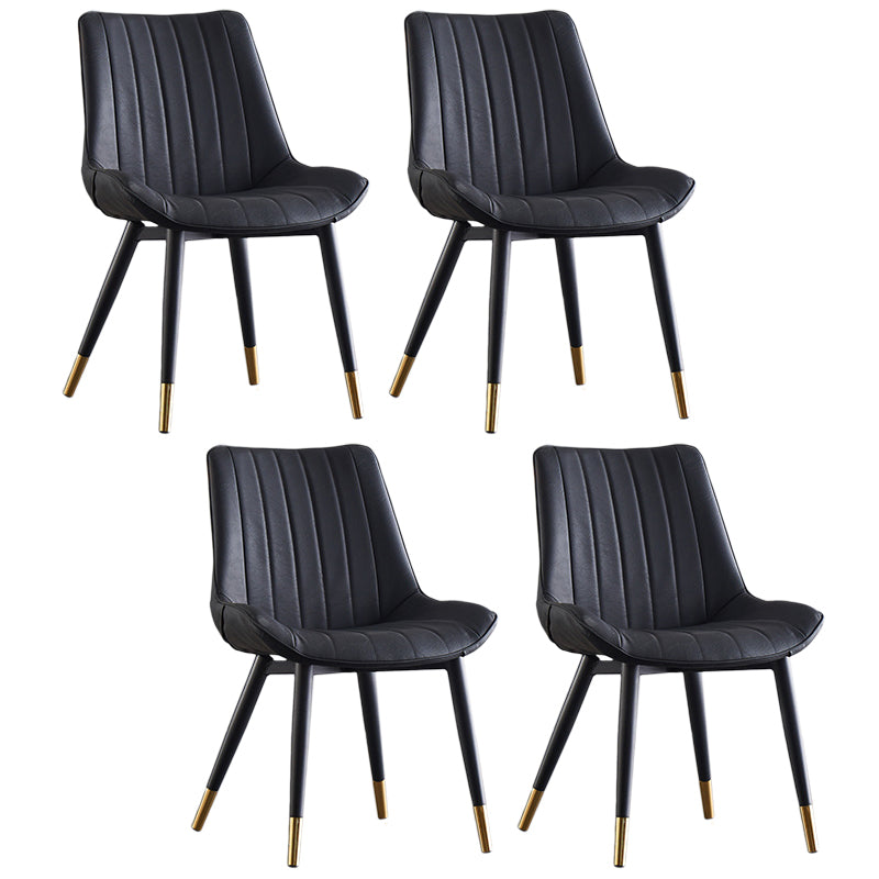 Modern Armless Dining Chairs Solid Back Leather Side Chairs with Metal Legs Black Set of 4 Clearhalo ' kitchen&dining_furn' 'Dining Chairs' 'Dining Tables & Seating' 'dining_chair' 'Furniture' 'furniture_dining_chair' 'Kitchen & Dining Furniture' 'kitchen' 3453111