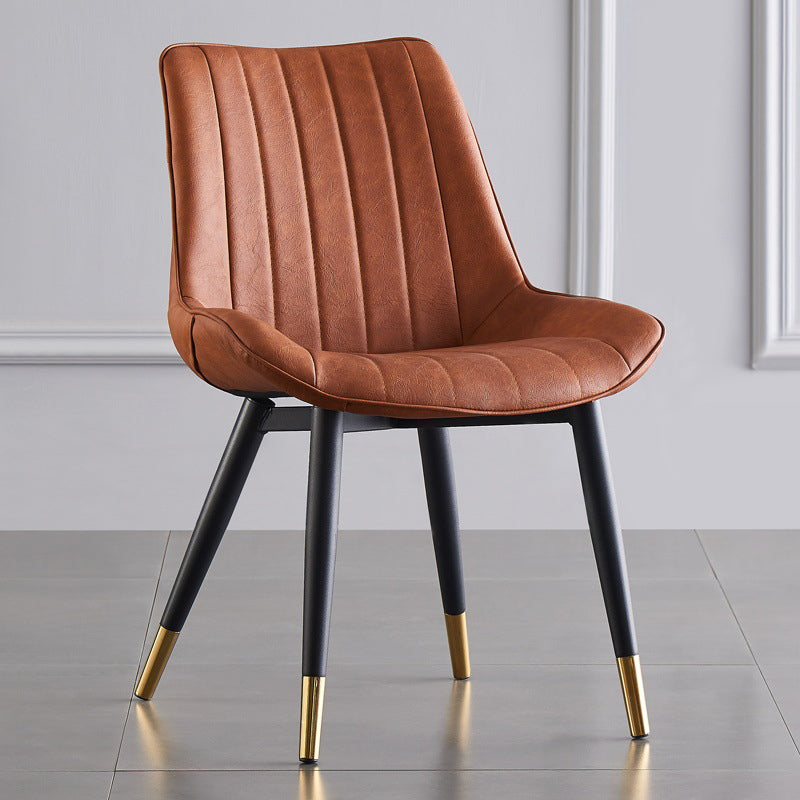 Modern Armless Dining Chairs Solid Back Leather Side Chairs with Metal Legs Clearhalo ' kitchen&dining_furn' 'Dining Chairs' 'Dining Tables & Seating' 'dining_chair' 'Furniture' 'furniture_dining_chair' 'Kitchen & Dining Furniture' 'kitchen' 3453114