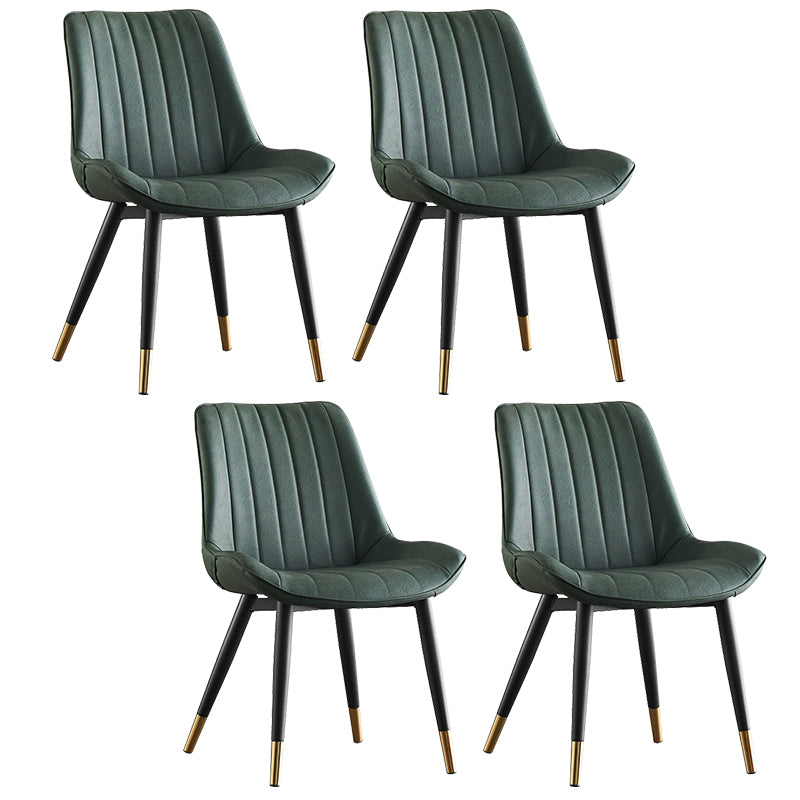 Modern Armless Dining Chairs Solid Back Leather Side Chairs with Metal Legs Green Set of 4 Clearhalo ' kitchen&dining_furn' 'Dining Chairs' 'Dining Tables & Seating' 'dining_chair' 'Furniture' 'furniture_dining_chair' 'Kitchen & Dining Furniture' 'kitchen' 3453120
