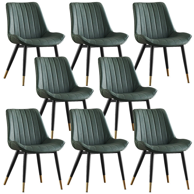 Modern Armless Dining Chairs Solid Back Leather Side Chairs with Metal Legs Green Set of 8 Clearhalo ' kitchen&dining_furn' 'Dining Chairs' 'Dining Tables & Seating' 'dining_chair' 'Furniture' 'furniture_dining_chair' 'Kitchen & Dining Furniture' 'kitchen' 3453121