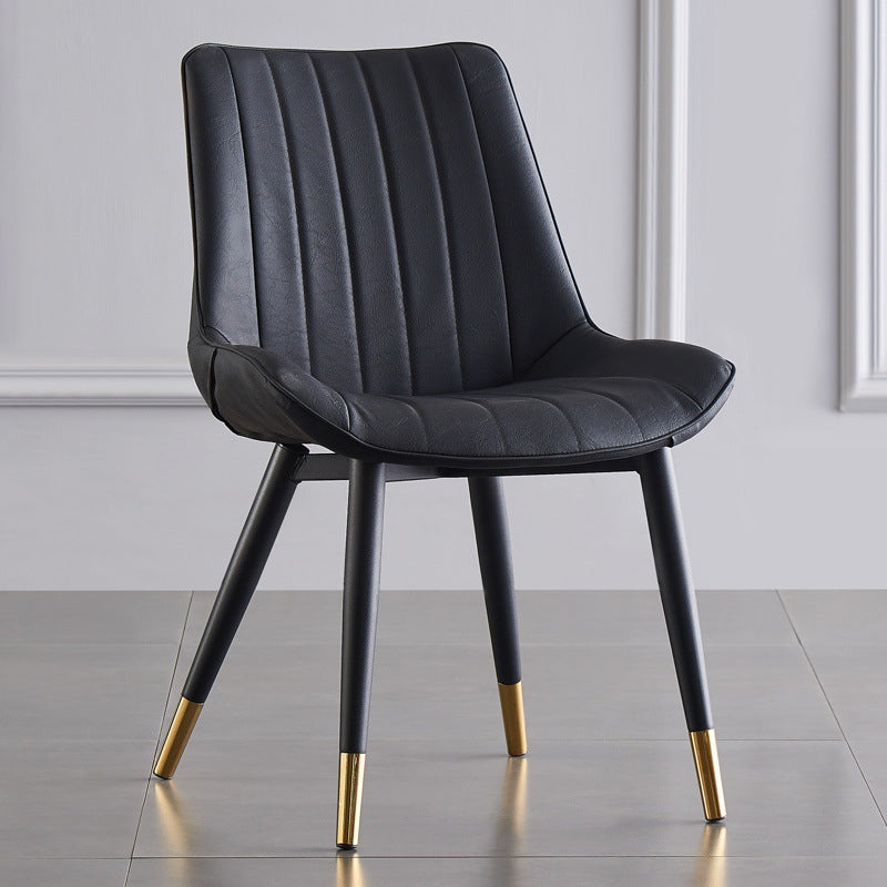 Modern Armless Dining Chairs Solid Back Leather Side Chairs with Metal Legs Clearhalo ' kitchen&dining_furn' 'Dining Chairs' 'Dining Tables & Seating' 'dining_chair' 'Furniture' 'furniture_dining_chair' 'Kitchen & Dining Furniture' 'kitchen' 3453123