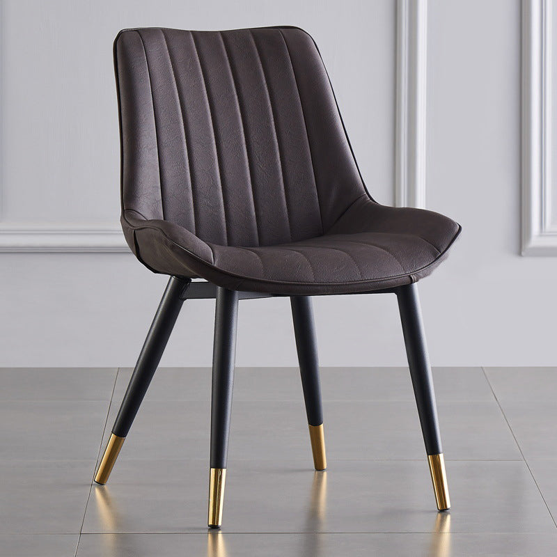 Modern Armless Dining Chairs Solid Back Leather Side Chairs with Metal Legs Clearhalo ' kitchen&dining_furn' 'Dining Chairs' 'Dining Tables & Seating' 'dining_chair' 'Furniture' 'furniture_dining_chair' 'Kitchen & Dining Furniture' 'kitchen' 3453124