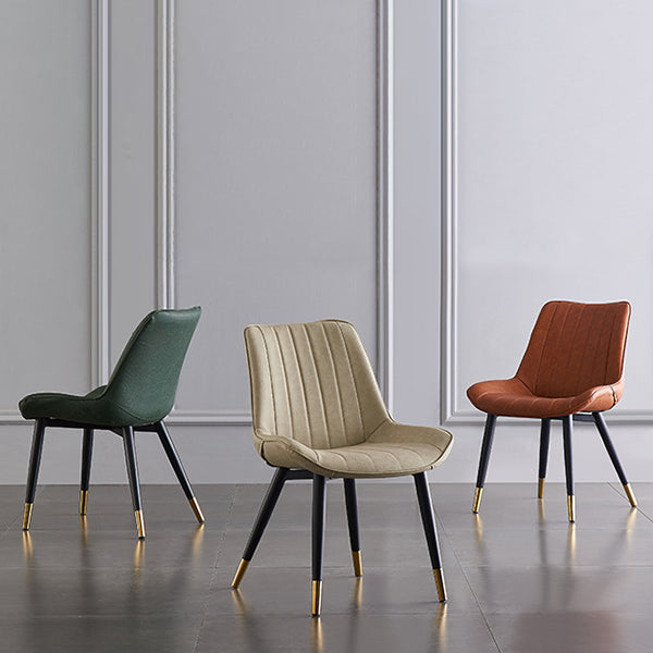 Modern Armless Dining Chairs Solid Back Leather Side Chairs with Metal Legs Clearhalo ' kitchen&dining_furn' 'Dining Chairs' 'Dining Tables & Seating' 'dining_chair' 'Furniture' 'furniture_dining_chair' 'Kitchen & Dining Furniture' 'kitchen' 3453125