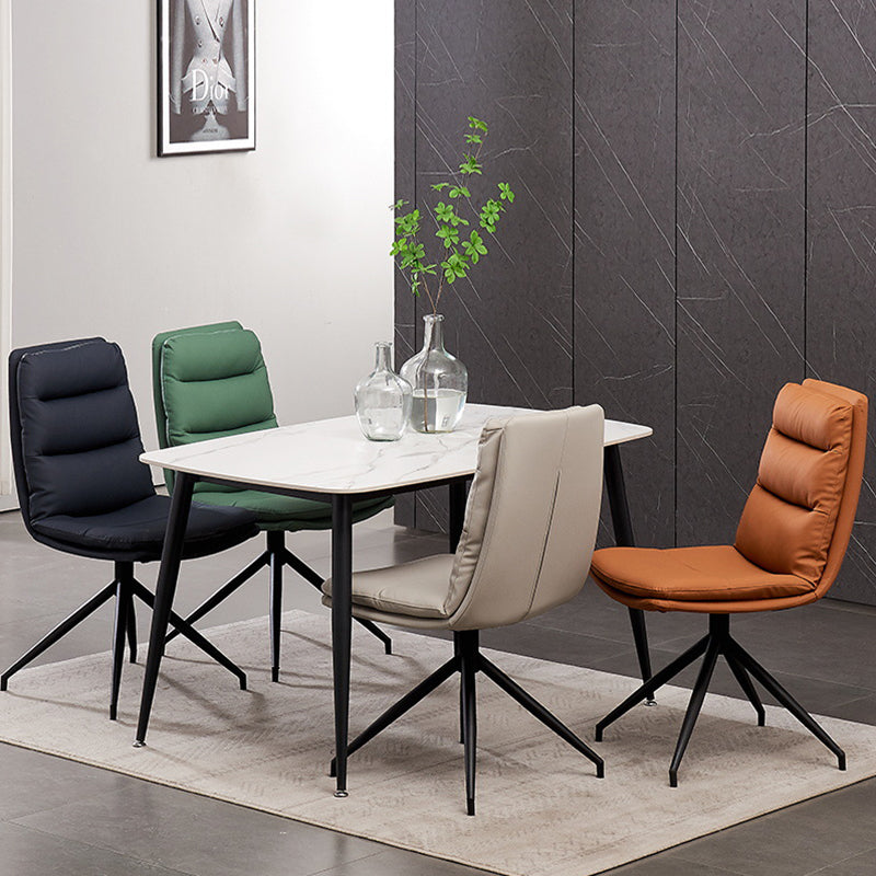 Modern Leather Armless Dining Chair Upholstered Side Chairs with Metal Legs Clearhalo ' kitchen&dining_furn' 'Dining Chairs' 'Dining Tables & Seating' 'dining_chair' 'Furniture' 'furniture_dining_chair' 'Kitchen & Dining Furniture' 'kitchen' 3453129