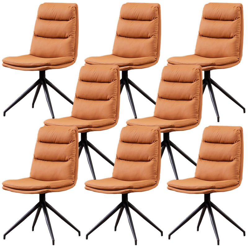 Modern Leather Armless Dining Chair Upholstered Side Chairs with Metal Legs Yellow Set of 8 Clearhalo ' kitchen&dining_furn' 'Dining Chairs' 'Dining Tables & Seating' 'dining_chair' 'Furniture' 'furniture_dining_chair' 'Kitchen & Dining Furniture' 'kitchen' 3453132