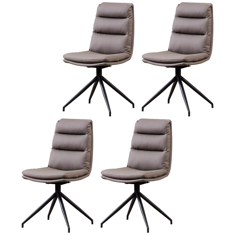 Modern Leather Armless Dining Chair Upholstered Side Chairs with Metal Legs Dark Gray Set of 4 Clearhalo ' kitchen&dining_furn' 'Dining Chairs' 'Dining Tables & Seating' 'dining_chair' 'Furniture' 'furniture_dining_chair' 'Kitchen & Dining Furniture' 'kitchen' 3453135