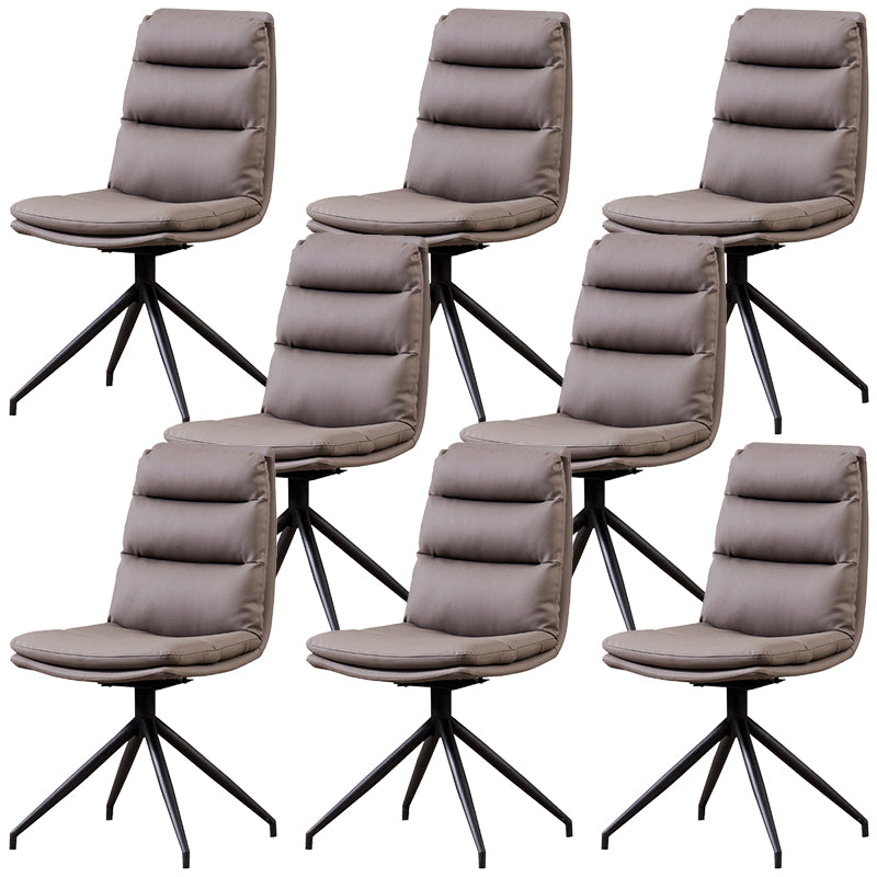 Modern Leather Armless Dining Chair Upholstered Side Chairs with Metal Legs Dark Gray Set of 8 Clearhalo ' kitchen&dining_furn' 'Dining Chairs' 'Dining Tables & Seating' 'dining_chair' 'Furniture' 'furniture_dining_chair' 'Kitchen & Dining Furniture' 'kitchen' 3453136