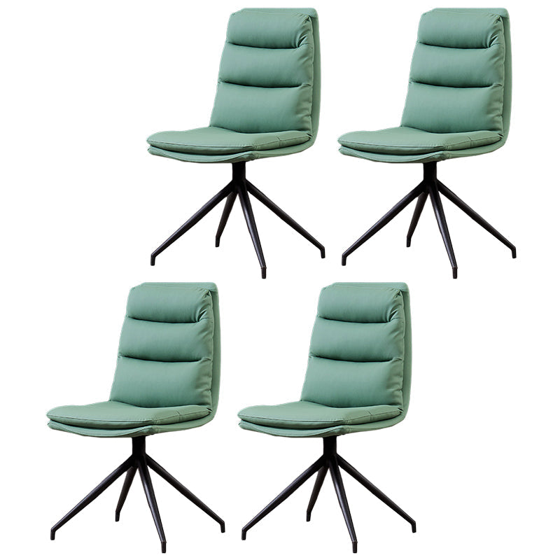 Modern Leather Armless Dining Chair Upholstered Side Chairs with Metal Legs Green Set of 4 Clearhalo ' kitchen&dining_furn' 'Dining Chairs' 'Dining Tables & Seating' 'dining_chair' 'Furniture' 'furniture_dining_chair' 'Kitchen & Dining Furniture' 'kitchen' 3453138