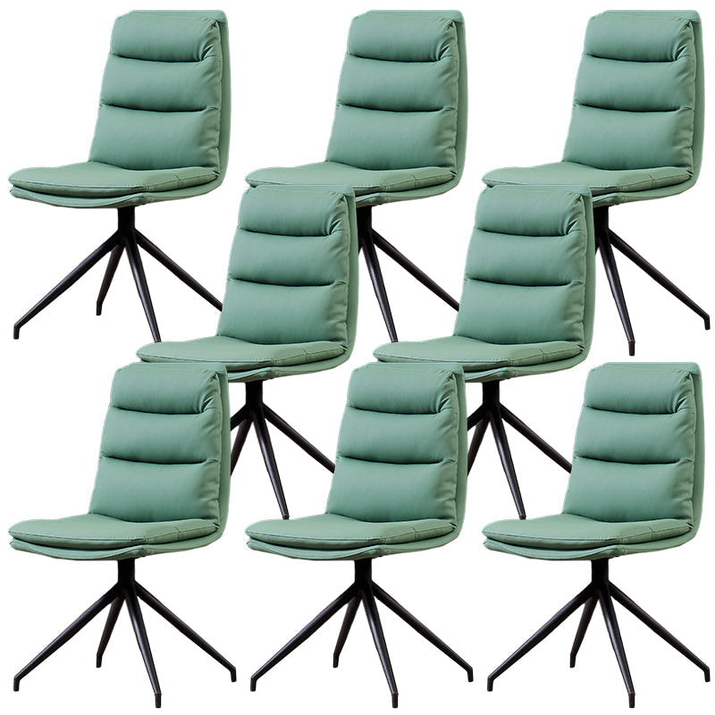 Modern Leather Armless Dining Chair Upholstered Side Chairs with Metal Legs Green Set of 8 Clearhalo ' kitchen&dining_furn' 'Dining Chairs' 'Dining Tables & Seating' 'dining_chair' 'Furniture' 'furniture_dining_chair' 'Kitchen & Dining Furniture' 'kitchen' 3453140