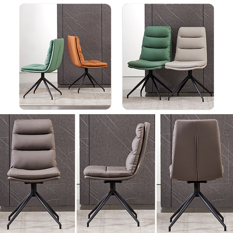 Modern Leather Armless Dining Chair Upholstered Side Chairs with Metal Legs Clearhalo ' kitchen&dining_furn' 'Dining Chairs' 'Dining Tables & Seating' 'dining_chair' 'Furniture' 'furniture_dining_chair' 'Kitchen & Dining Furniture' 'kitchen' 3453141
