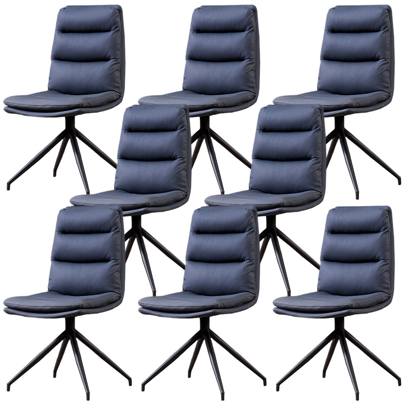 Modern Leather Armless Dining Chair Upholstered Side Chairs with Metal Legs Blue Set of 8 Clearhalo ' kitchen&dining_furn' 'Dining Chairs' 'Dining Tables & Seating' 'dining_chair' 'Furniture' 'furniture_dining_chair' 'Kitchen & Dining Furniture' 'kitchen' 3453144