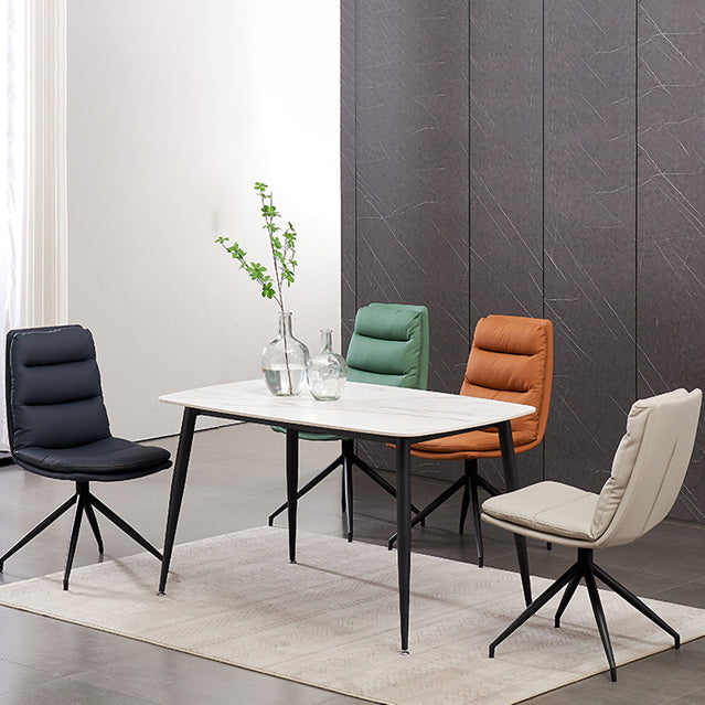 Modern Leather Armless Dining Chair Upholstered Side Chairs with Metal Legs Clearhalo ' kitchen&dining_furn' 'Dining Chairs' 'Dining Tables & Seating' 'dining_chair' 'Furniture' 'furniture_dining_chair' 'Kitchen & Dining Furniture' 'kitchen' 3453146