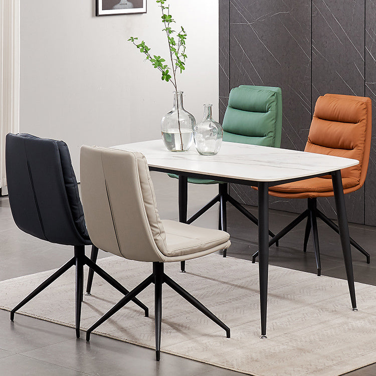 Modern Leather Armless Dining Chair Upholstered Side Chairs with Metal Legs Clearhalo ' kitchen&dining_furn' 'Dining Chairs' 'Dining Tables & Seating' 'dining_chair' 'Furniture' 'furniture_dining_chair' 'Kitchen & Dining Furniture' 'kitchen' 3453147