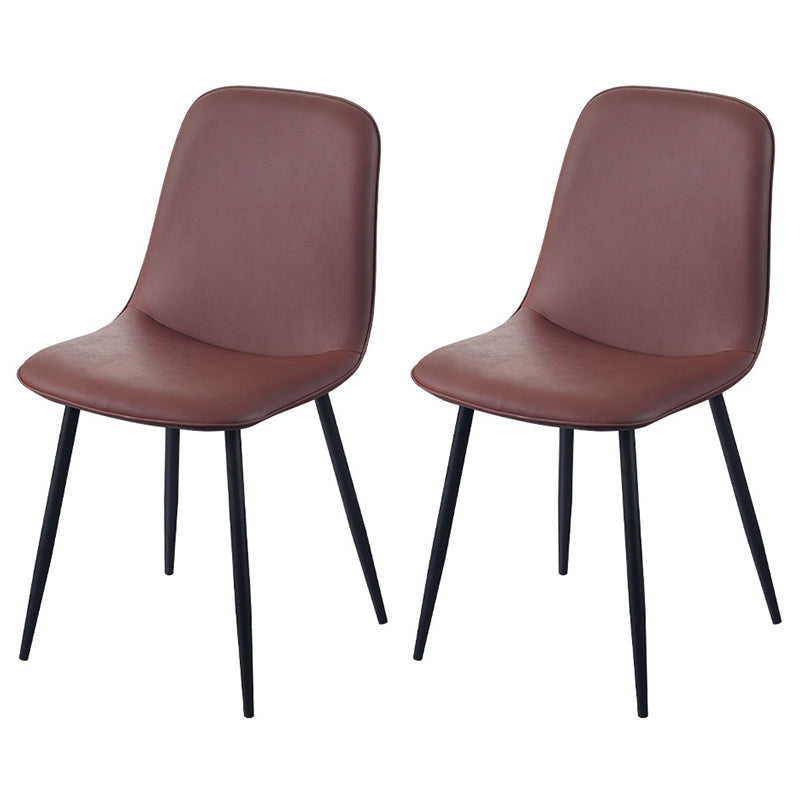 Scandinavian Style Metal Dining Chair Coffee Shop Solid Dining Side Chair Maroon Set of 2 Clearhalo ' kitchen&dining_furn' 'Dining Chairs' 'Dining Tables & Seating' 'dining_chair' 'Furniture' 'furniture_dining_chair' 'Kitchen & Dining Furniture' 'kitchen' 3453155