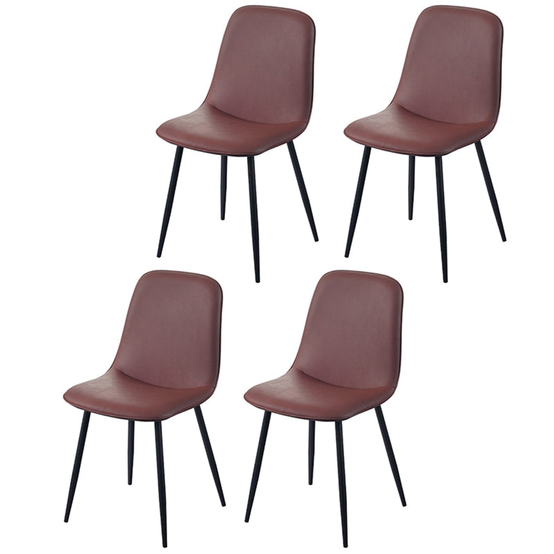 Scandinavian Style Metal Dining Chair Coffee Shop Solid Dining Side Chair Maroon Set of 4 Clearhalo ' kitchen&dining_furn' 'Dining Chairs' 'Dining Tables & Seating' 'dining_chair' 'Furniture' 'furniture_dining_chair' 'Kitchen & Dining Furniture' 'kitchen' 3453157