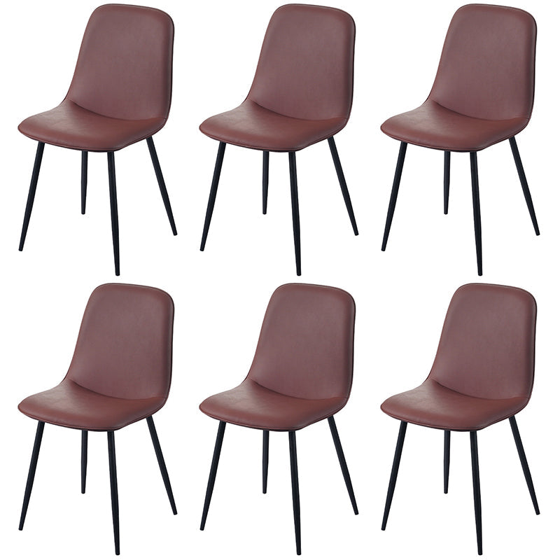Scandinavian Style Metal Dining Chair Coffee Shop Solid Dining Side Chair Maroon Set of 6 Clearhalo ' kitchen&dining_furn' 'Dining Chairs' 'Dining Tables & Seating' 'dining_chair' 'Furniture' 'furniture_dining_chair' 'Kitchen & Dining Furniture' 'kitchen' 3453159
