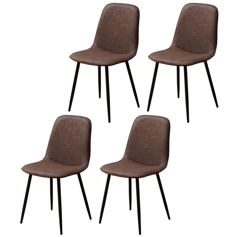 Scandinavian Style Metal Dining Chair Coffee Shop Solid Dining Side Chair Brown Set of 4 Clearhalo ' kitchen&dining_furn' 'Dining Chairs' 'Dining Tables & Seating' 'dining_chair' 'Furniture' 'furniture_dining_chair' 'Kitchen & Dining Furniture' 'kitchen' 3453186