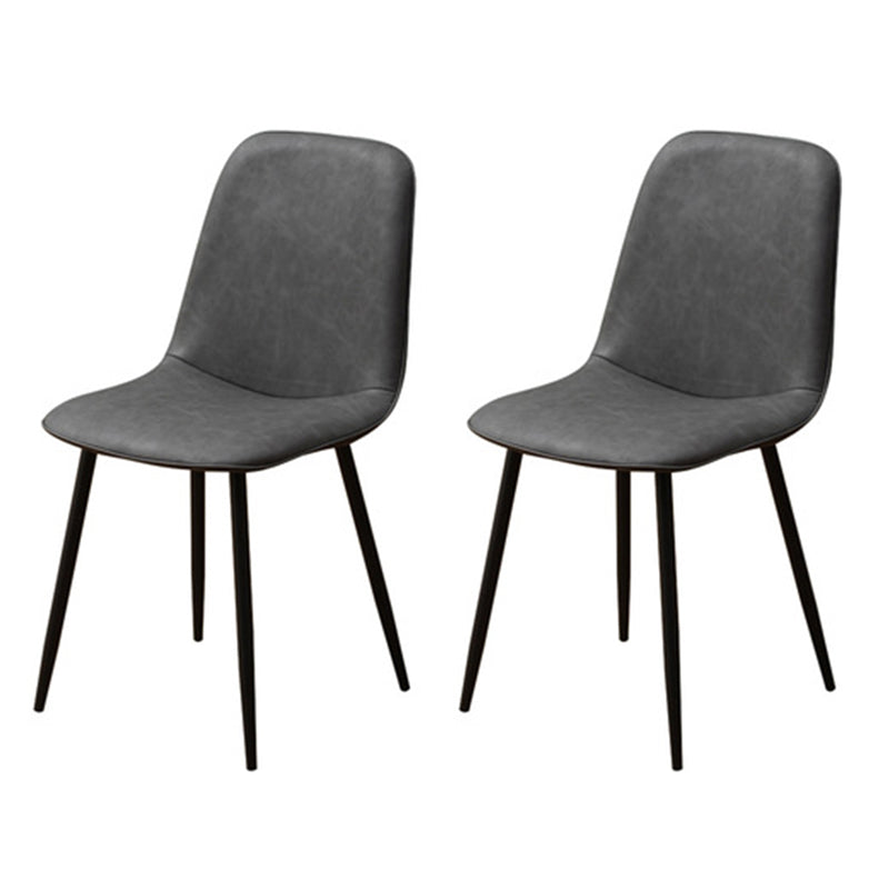 Scandinavian Style Metal Dining Chair Coffee Shop Solid Dining Side Chair Dark Gray Set of 2 Clearhalo ' kitchen&dining_furn' 'Dining Chairs' 'Dining Tables & Seating' 'dining_chair' 'Furniture' 'furniture_dining_chair' 'Kitchen & Dining Furniture' 'kitchen' 3453191